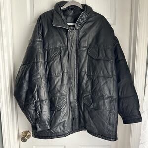 Wilsons The Leather Experts Black Vintage Leather Bomber Jacket Men's Size 1X